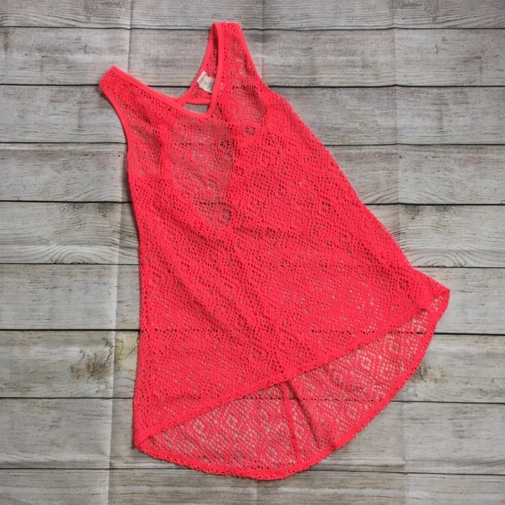 OP Bright Coral Mesh Coverup M